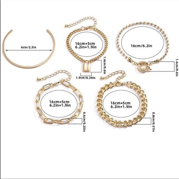 Silver Layered Charm Bracelets Set New - Picture 2 of 4